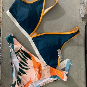 CUPSHE v-neck bikini top & bright leafy bottom